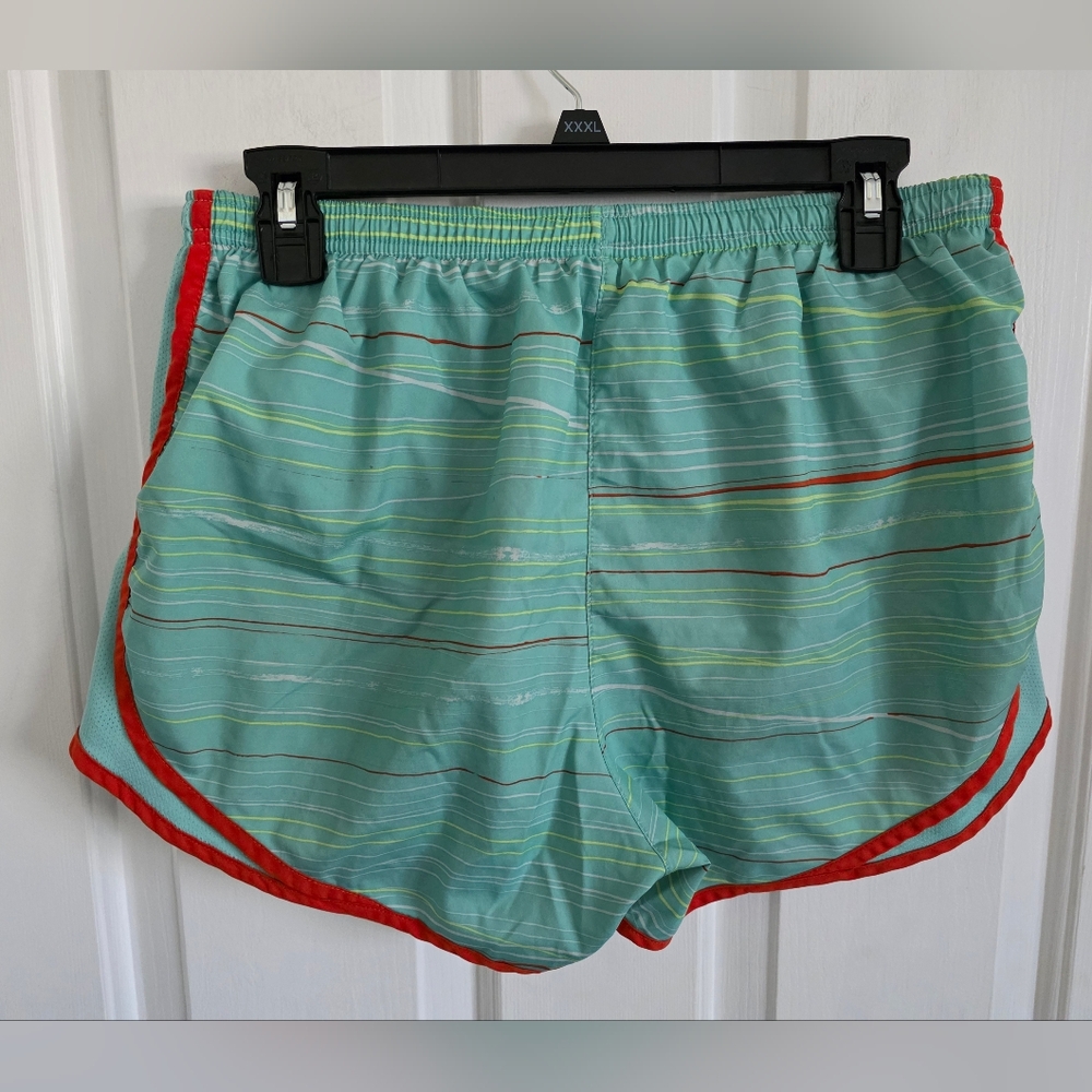 Nike Dri-Fit Women’s Running Shorts Medium Teal Striped Athletic